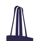 Mor canvas tote in navy, side view showing the long straps