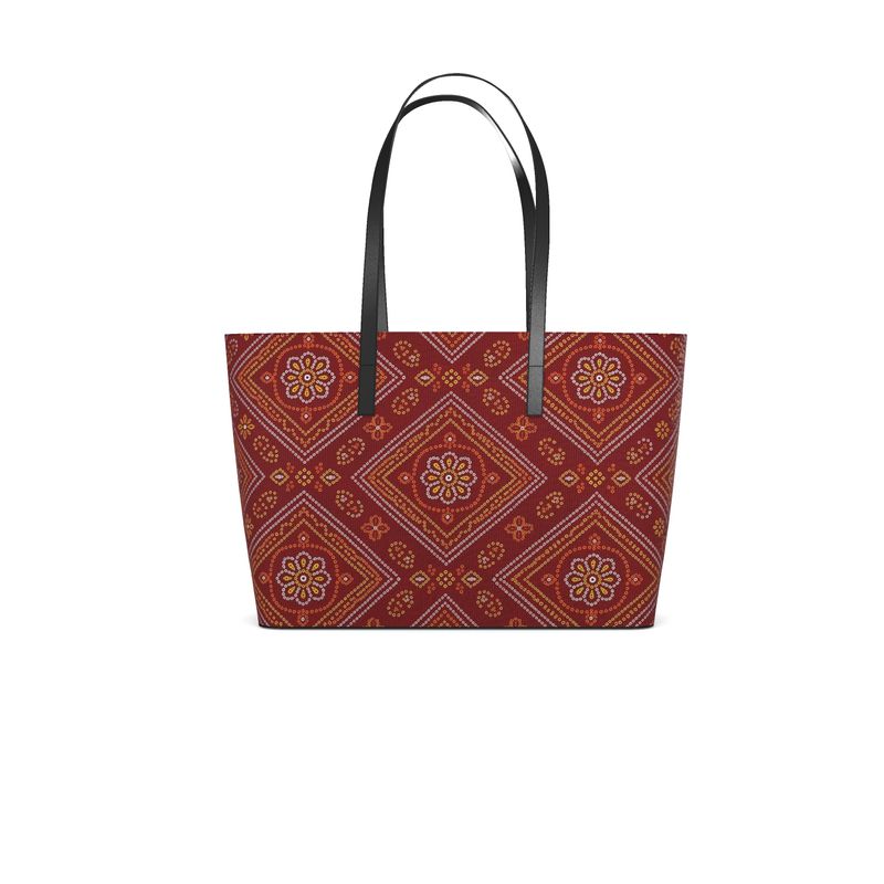 Mor Bandhani leather Tote