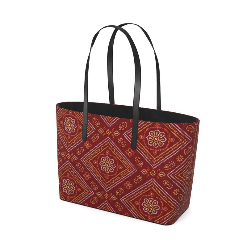Mor Bandhani leather Tote