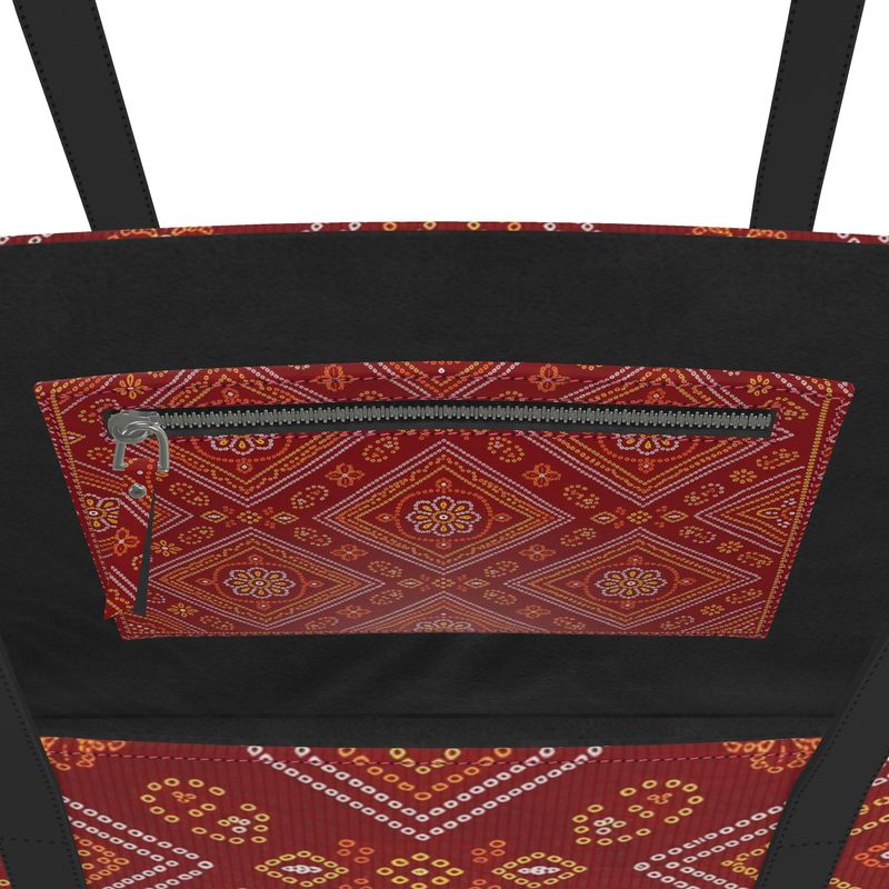Mor Bandhani leather Tote