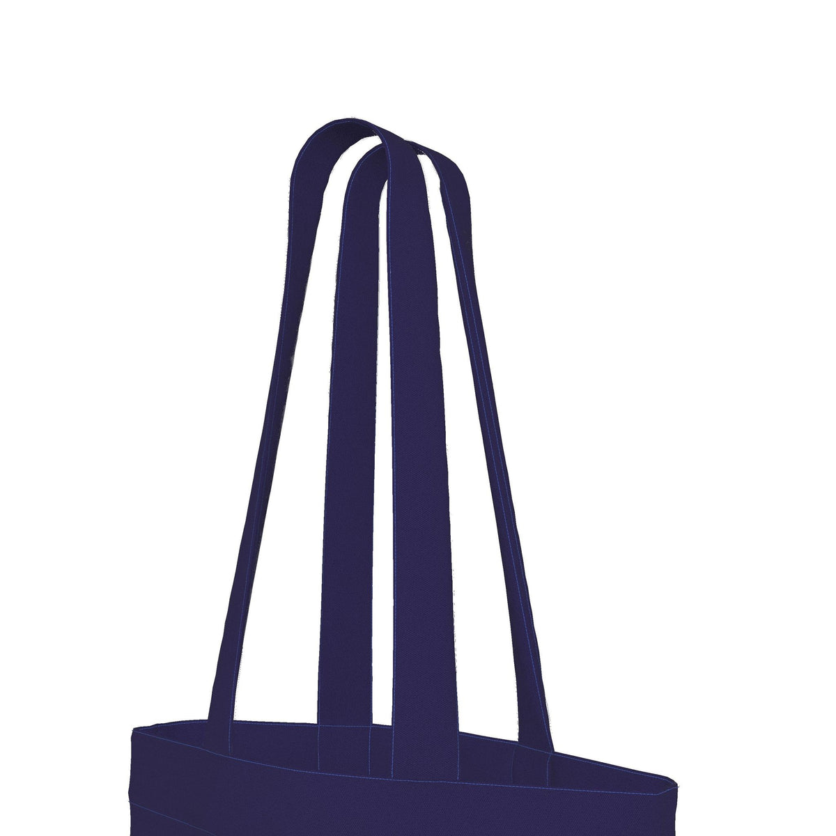 Mor canvas tote, side view of the straps and gusset