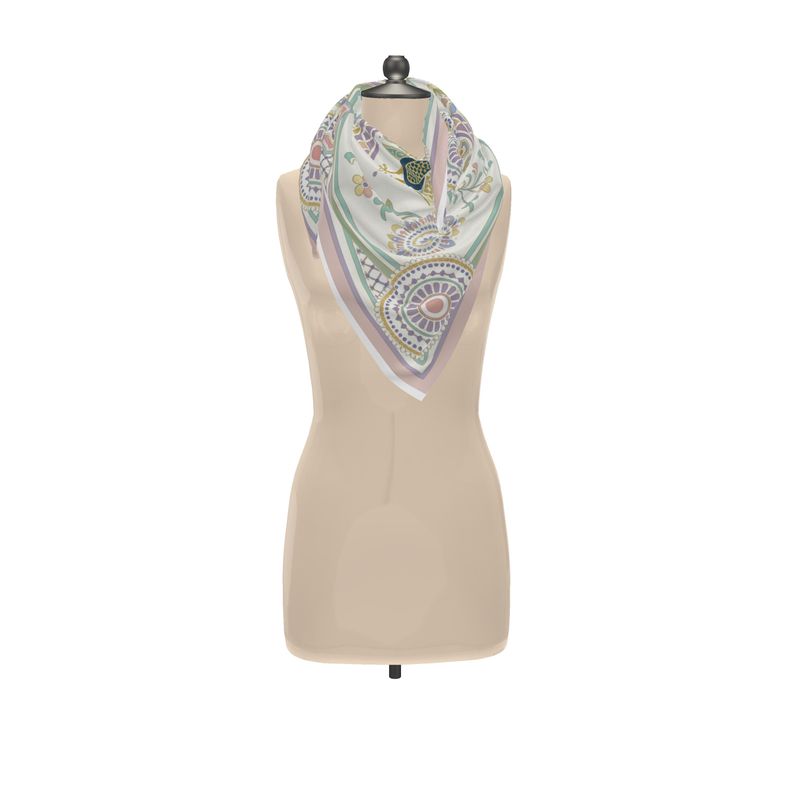 Ornamental Mor Silk Twill Scarf