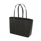 Grid tote in black nappa leather, angled side view