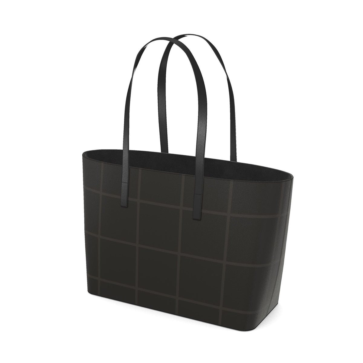 Grid tote in black nappa leather, angled side view