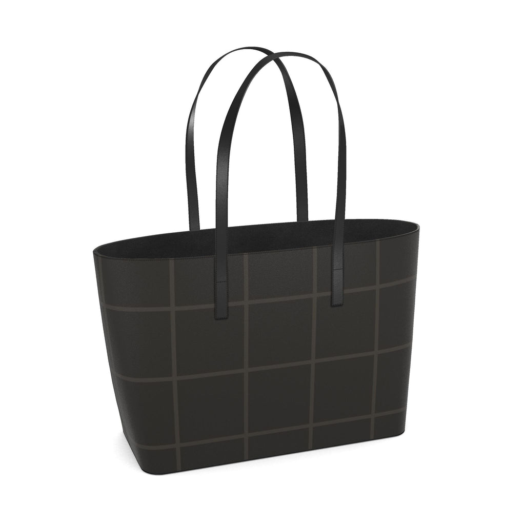 Grid tote in black nappa leather, angled view from the other side