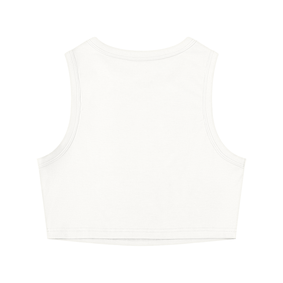 Little Trouble cropped tank in white, flat lay