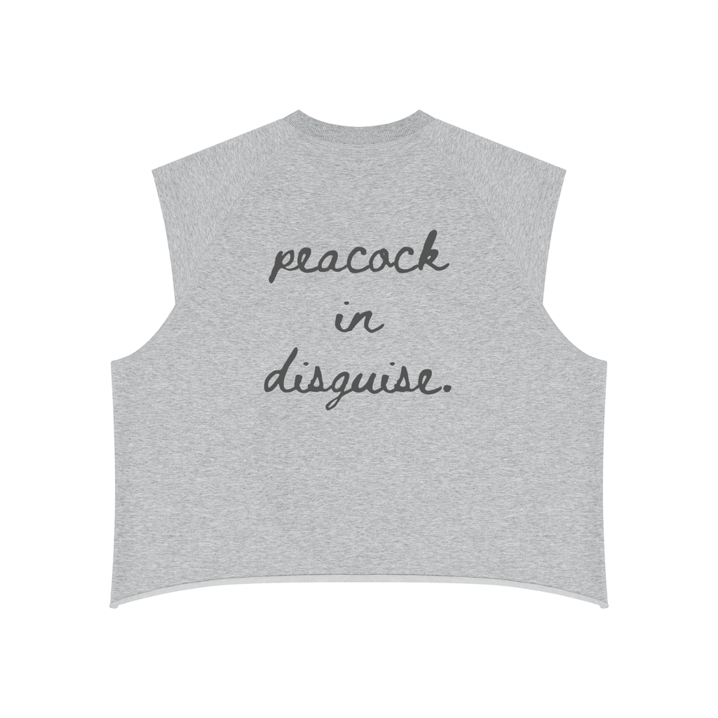 Peacock in Disguise Boxy Raw Hem Tank — Heather Grey