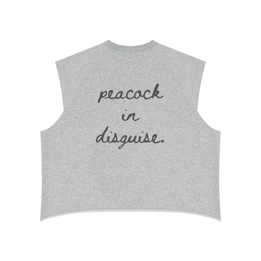 Peacock in Disguise Boxy Raw Hem Tank — Heather Grey