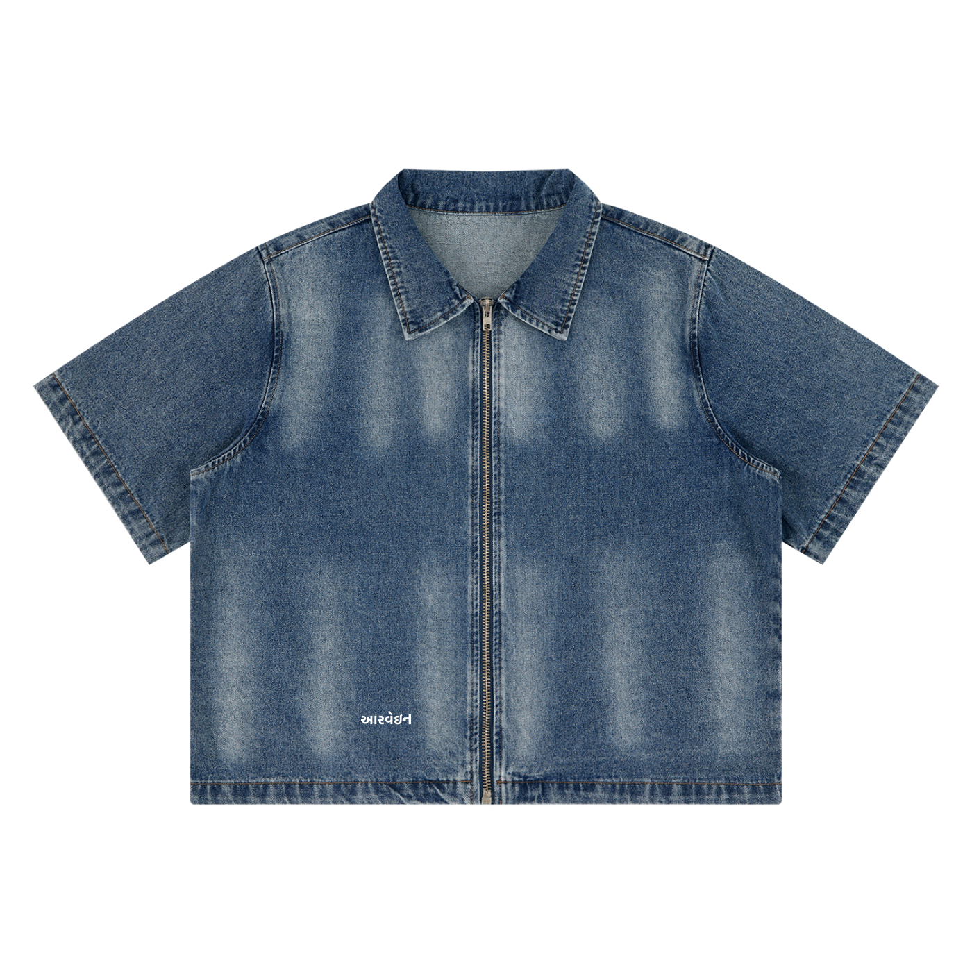 Vintage Wash Mor Bandhani Denim Shirt