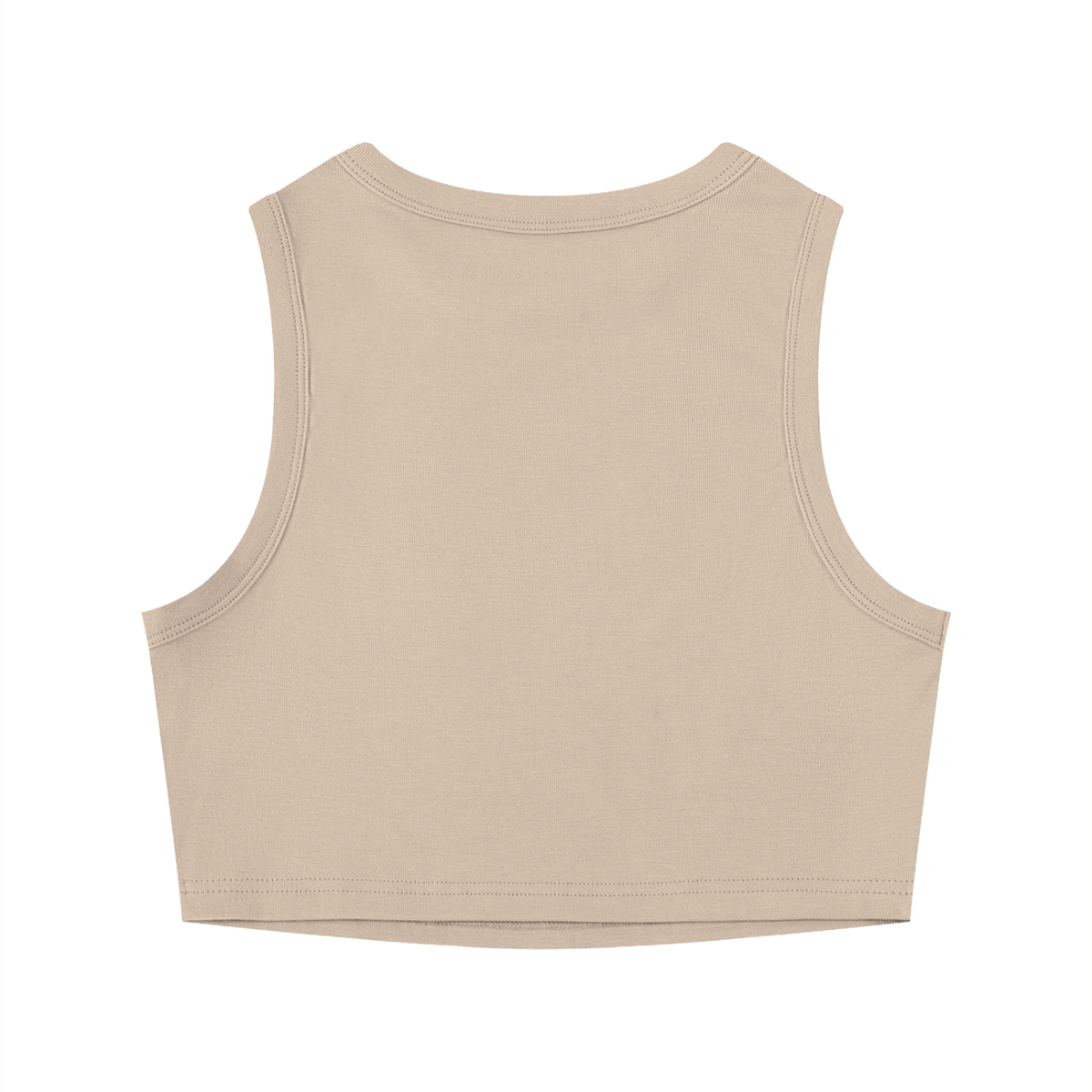 Little Trouble cropped tank in beige, flat lay