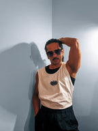 Peacock Motif Oversized Muscle Tank Top