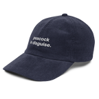 Navy corduroy cap, left three-quarter view