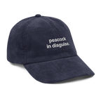 Navy corduroy cap, right three-quarter view